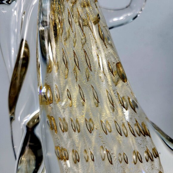 MURANO~VINTAGE 14" SIGNED MARIO BADIOLI BLACK GOLD GLASS FIGURINE SCULPTURE - Picture 10 of 16